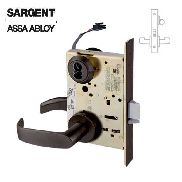 Sargent - 8271 - Electromechanical Mortise Lock - LN Rose / L Lever - Fail Secure - LFIC - 10BE - Dark Oxidized Satin Bronze - 24V - Grade 1