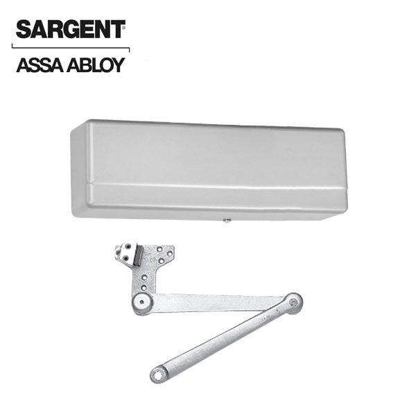 Sargent - 281 - Powerglide Cast Iron Door Closer - Back Check Function - Heavy Duty Parallel Arm w/ Compression Stop - Adjustable Size 1-6 - Plastic Cover - Aluminum - Fire Rated - Grade 1
