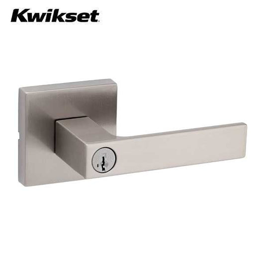 Kwikset - 740SAL - Singapore Lever Set - Square Rose - 15A - Satin Nickel - Entrance - SmartKey Technology - Grade 1