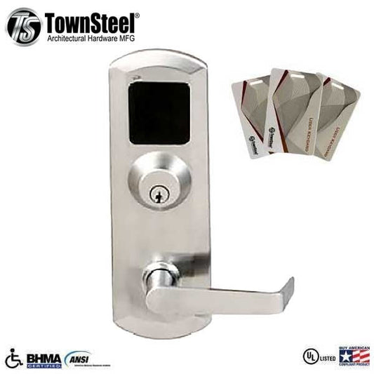 TownSteel - XRF2000 - RFID Reader - Exit Device Trim for ED5500/ED5500F - Trim Only w/ Key Override - Satin Chrome