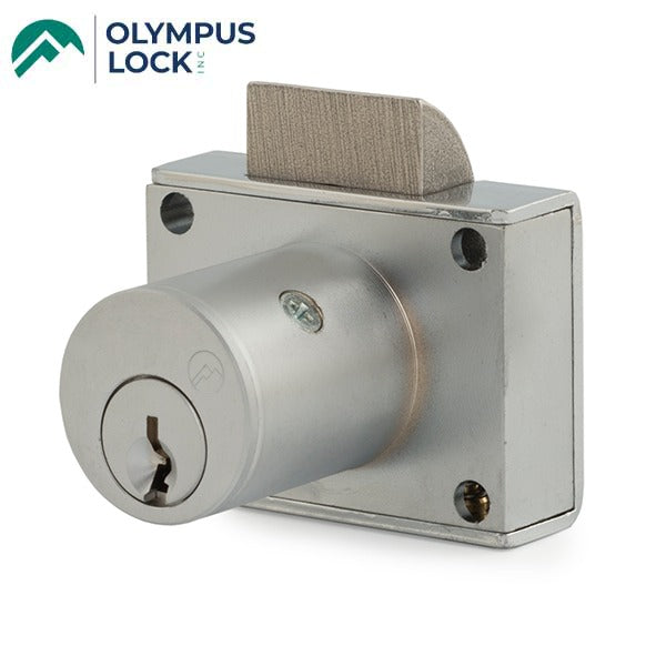 Olympus - L20 - Heavy Duty Drawer Latch Lock - Optional Cylinder Length - Satin Chrome - Optional Keying