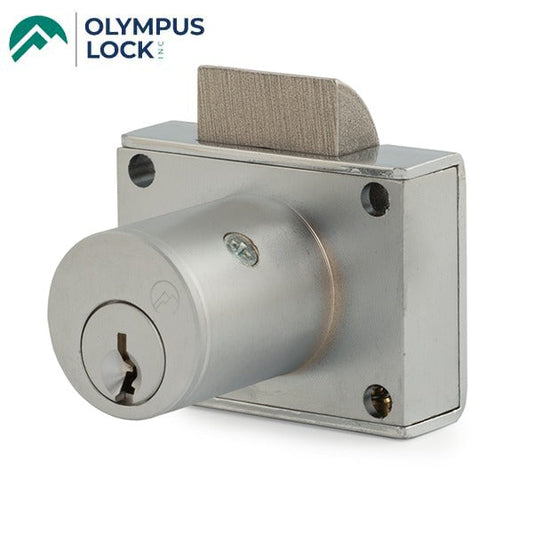 Olympus - L20 - Heavy Duty Drawer Latch Lock - Optional Cylinder Length - Satin Chrome - Optional Keying