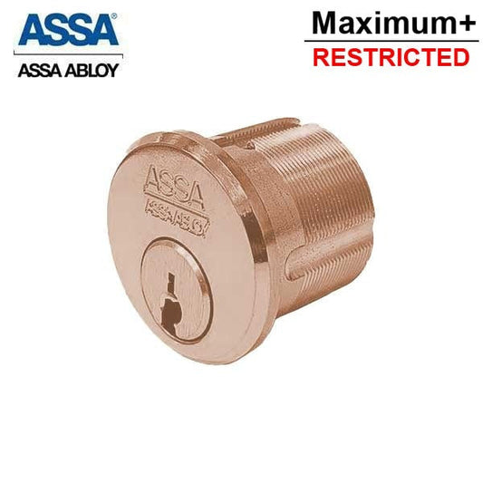 ASSA - Maximum+ Restricted - Mortise Cylinder - 1-1/8" - Optional Keying - 612 - Satin Bronze