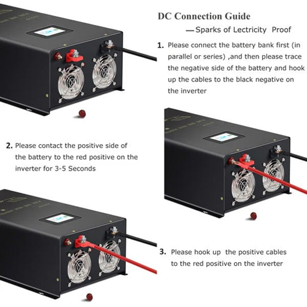 SPT3000 - 24VDC - 3000W Split Phase Pure Sine Wave Inverter - DC to AC - Multiple Outlets