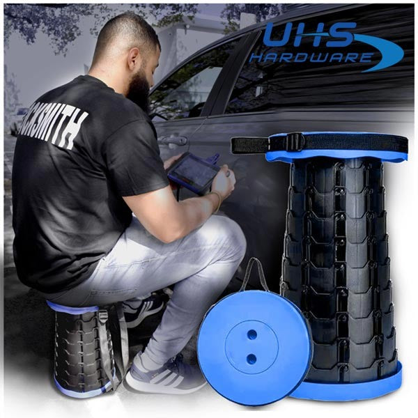 Telescopic Stool for Locksmiths - Portable and Collapsible - Over 300lbs Capacity - Blue