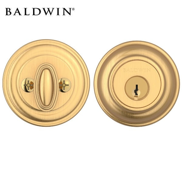 Baldwin Reserve - SC.TRD.044 - Traditional Round Single Cylinder Deadbolt Lifetime Satin Brass