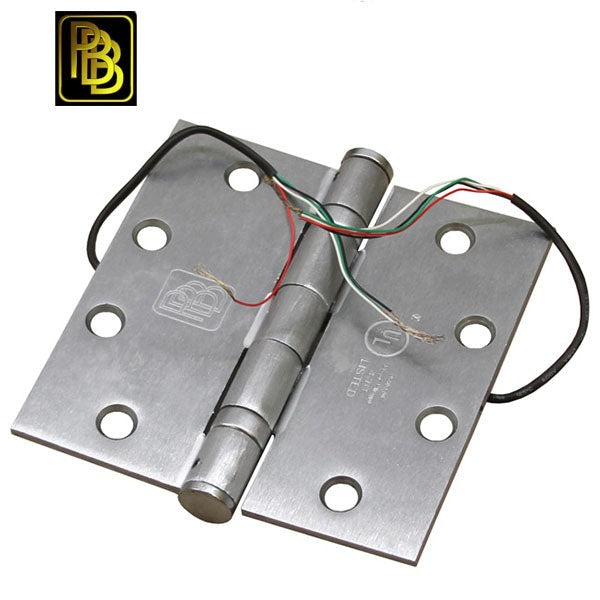 PBB - BB81-4545-E4-626 - Transfer Hinge - Full Mortise - Electric - Ball Bearing - 4-1/2" x 4-1/2" - 4 Wire - Satin Chrome