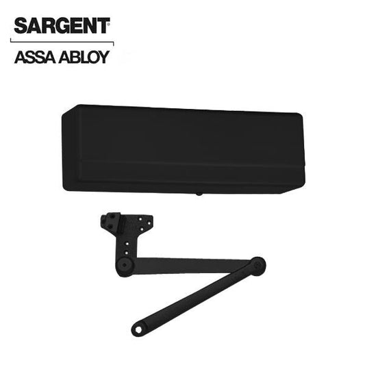 Sargent - 281 - Powerglide Cast Iron Door Closer - Back Check Function - Heavy Duty Parallel Arm w/ Compression Stop - Adjustable Size 1-6 - Plastic Cover - Black Suede - Fire Rated -Grade 1