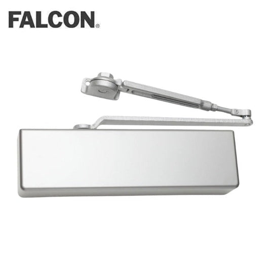 Falcon - SC71A-HWPA-AL - Grade 1 - Heavy Duty Surface Door Closer - Hold Open Arm - Push or Pull Side Tri Mount - Size 1 to 6 - Full Plastic Cover - Aluminum Painted Finish - Non-Handed