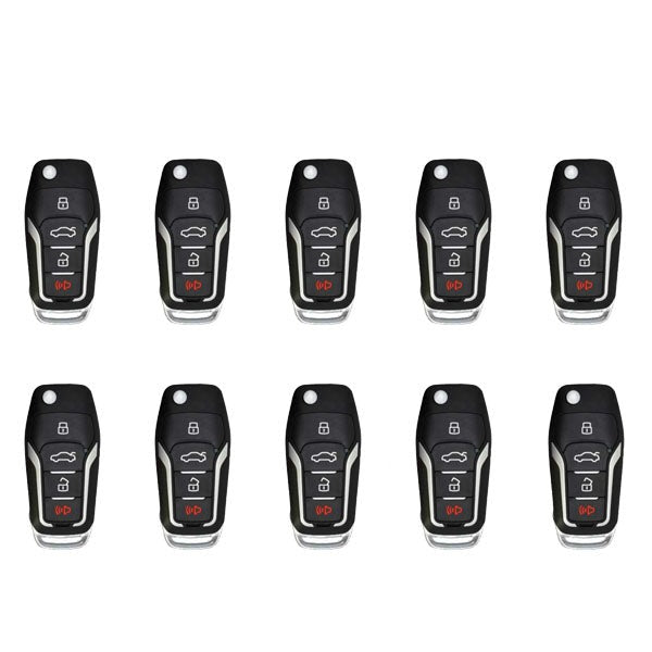 10 x Ford Style / 4-Button Universal Remote Key for VVDI Key Tool (Wired) (Pack of 10)