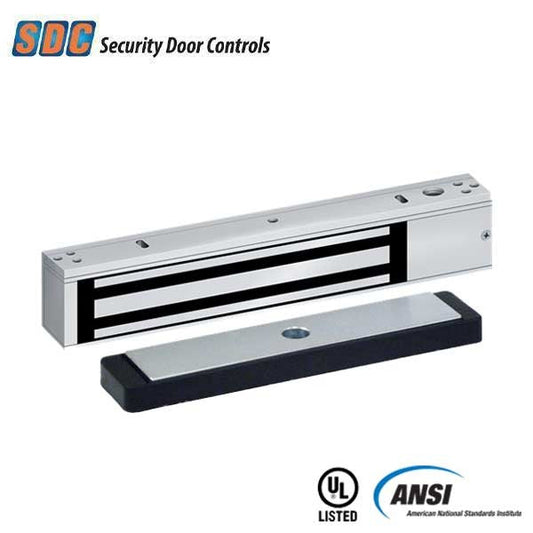 SDC - 350 - Single Narrow Line Magnetic Lock - Surface Mount - Full Monitoring - 1200lbs. - 12/24VDC - Satin Aluminum - Grade 1