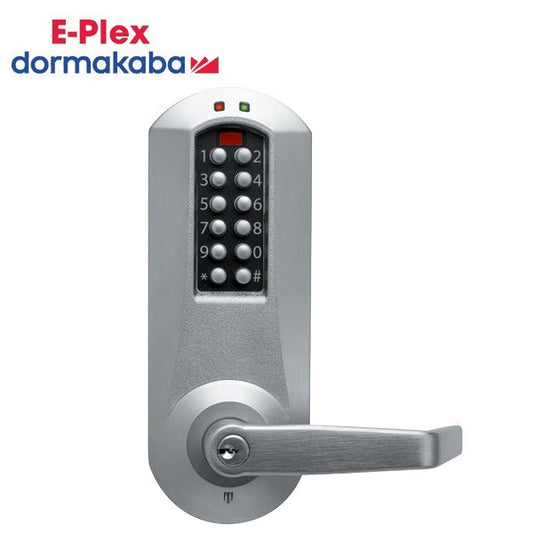 E-Plex - E5231XS - Electronic Pushbutton Cylindrical Lever Set - Schlage 'C' - Winston Lever Set - 23⁄4" Backset - Satin Chrome - Grade 1