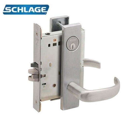 Schlage - L9080P - Mortise Lock with 17 Lever - 6 C Keyway - 6 Pin Cylinder - Storeroom - Satin Chrome - Grade 1