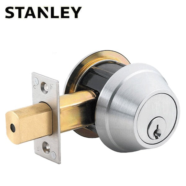 Stanley - QDB180 - Heavy Duty Auxiliary Deadbolt - Single Cylinder - Square Deadbolt Strike - Schlage C Keyway