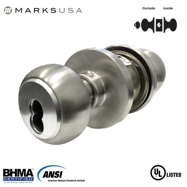 Marks USA - 210RF - 10 LINE Commercial Knob Set - SFIC - 2 3/8" Backset - 32D - Satin Stainless Steel - Storeroom - Grade 2