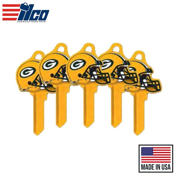 Ilco - NFL TeamKeys - Helmet Edition - Key Blank - Green Bay Packers - KW1 (5 Pack)