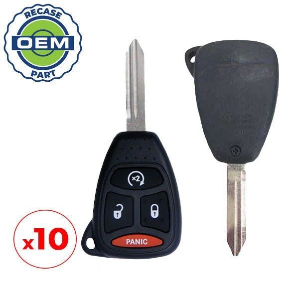 10 x 2007-2011 Dodge Ram Durango Dakota / 4-Button Remote Head Key / PN: 68026372AB / KOBDT04A (OEM Recase)