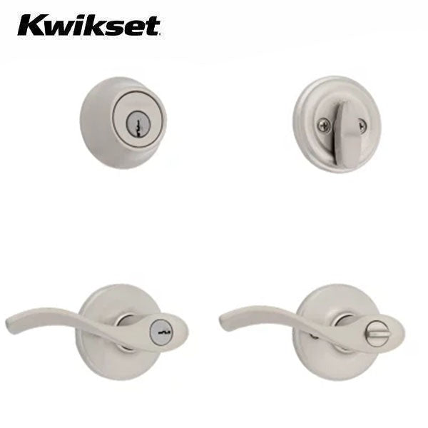 Kwikset - 690BL - Balboa Security Set - Deadbolt Keyed One Side - Round Rose - 15 - Satin Nickel - Keyed Entry - Grade 3