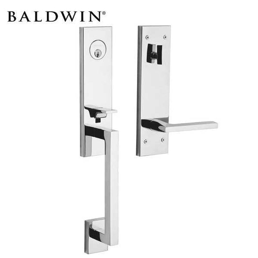 Baldwin Estate - 85391.LENT - Minneapolis 3/4 Escutcheon Handleset - Singl Cyl - 056 - Satin Nickel - Grade 2 - LH