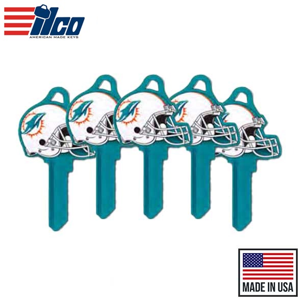Ilco - NFL TeamKeys - Helmet Edition - Key Blank - Miami Dolphins - SC1 (5 Pack)