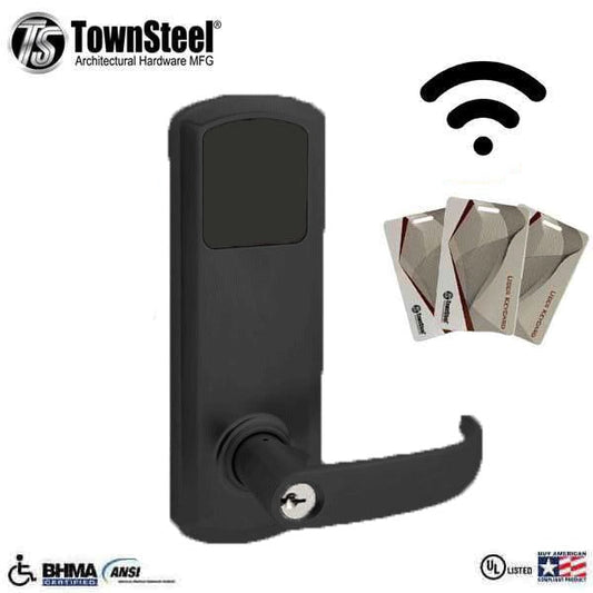 TownSteel - E-Genius 5000 - Interconnected Electronic Touch Keypad Lock - Entry - RFID & Wi-Fi - 4" - On Center - Right Handed - Flat Black - Grade 1
