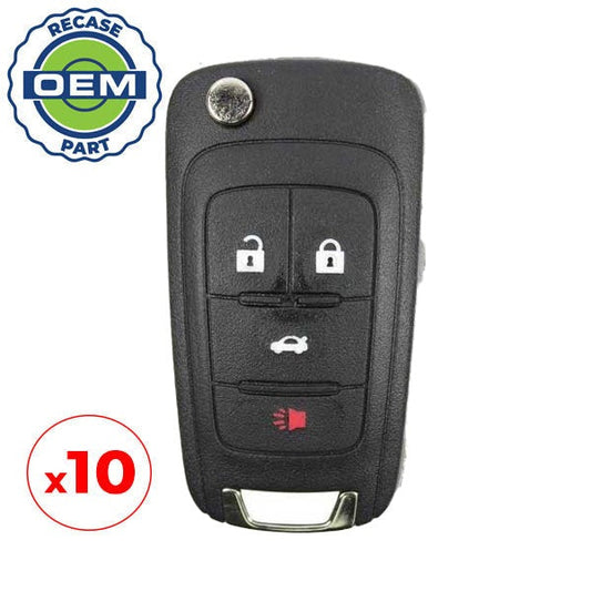 10 x 2010-2019 Chevrolet / 4-Button Flip Key HS / non PEPS / PN: 13504200 / OHT01060512 / OHT05918179 (OEM Recase)