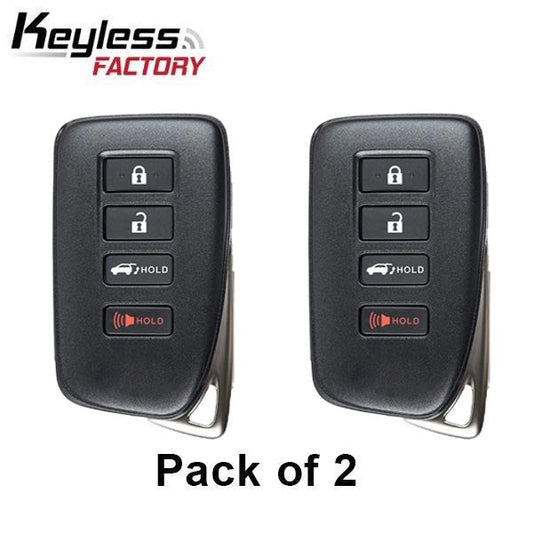 2 x 2020-2022 Lexus NX300h NX200T LX570 RX350 RX450 / 4-Button Smart Key / PN: 89904-48V80 / HYQ14FLB (AFTERMARKET) (Pack of 2)