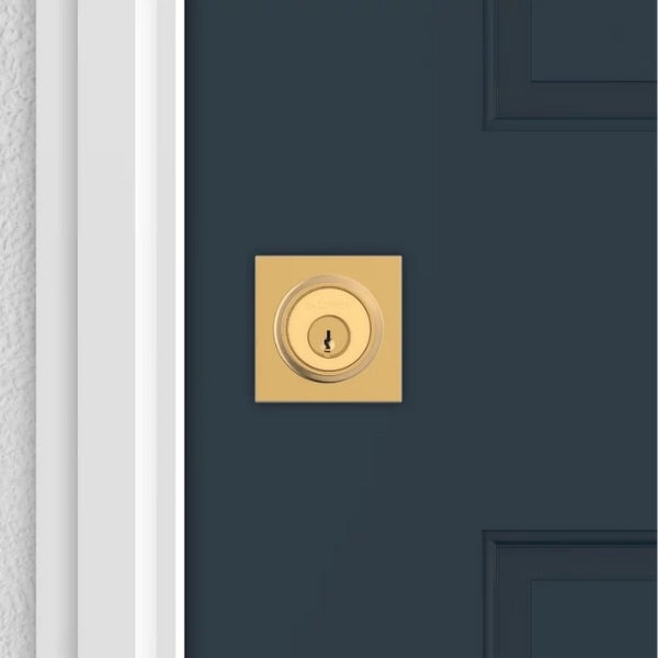 Baldwin - 9BR3803 - Contemporary Square Deadbolt - Single Cylinder - Satin Brass