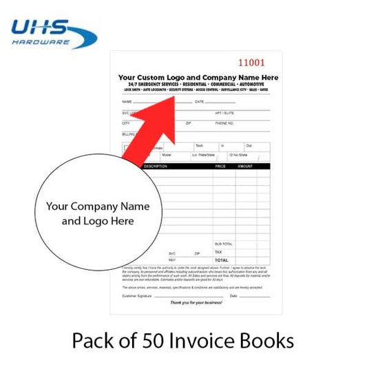 Custom Branded Locksmith Invoice / Receipt Books (50 Pack)