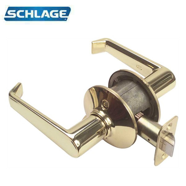 Schlage - 16210 - Elan Lever Set - Passage - Round Rose - Bright Brass - Grade 2