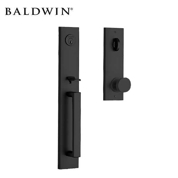 Baldwin Reserve- Santa Cruz Contemporary Square Rose Handleset - Emergency Egress - Right Handed - "C" Keyway - 190 - Satin Black - Grade 2