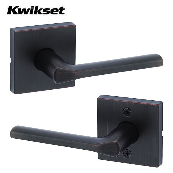 Kwikset - 720LSL - Lisbon Lever Set - Square Rose - Venetian Bronze - Passage/Hall/Closet Function
