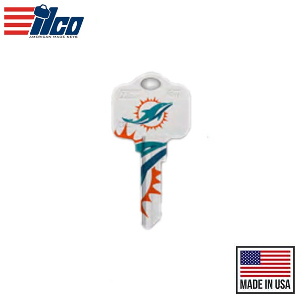 Ilco - NFL TeamKeys - Key Blank - Miami Dolphins - SC1 (5 Pack)