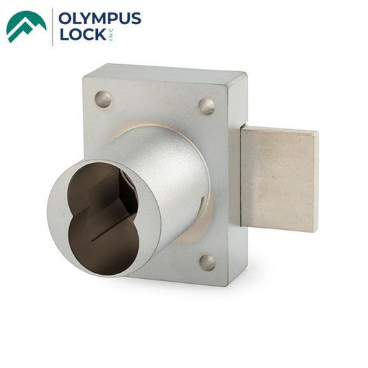 Olympus - 931DR - Cabinet Deadbolt Door Lock - IC: For Medeco or Yale Large-Format Cores - Less Cylinder - Satin Chrome - Optional Key Retaining - Grade 1