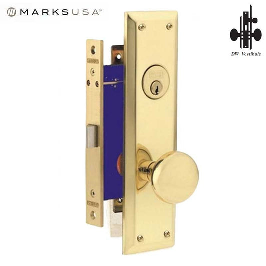 Marks USA - 91DW/3 - Metro Mortise Knob Lock - US3 - 1-1/16" x 7-5/8"- Vestibule - RH