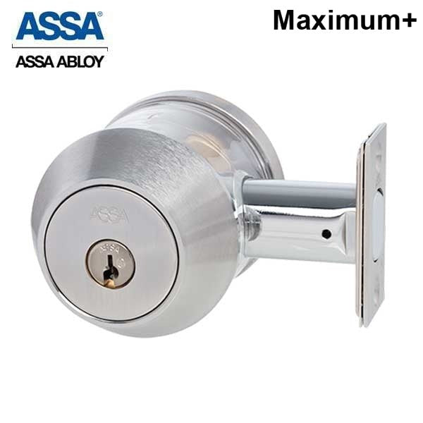ASSA - 7000 Series - Maximum+ - Double Cylinder Deadbolt with Security Guard - KA - 626 - Satin Chrome - Grade 1