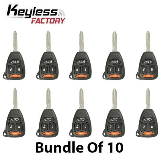 10 x 2005-2010 Chrysler Dodge Jeep / 4-Button Remote Head Key / KOBDT04A (AFTERMARKET) (Bundle of 10)