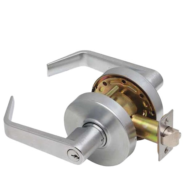 Dexter C2000 - Commercial Regular Lever - Cylindrical Lockset - Keyed Different - 2-3/4” Backset - Satin Chrome - Entrance - Grade 2