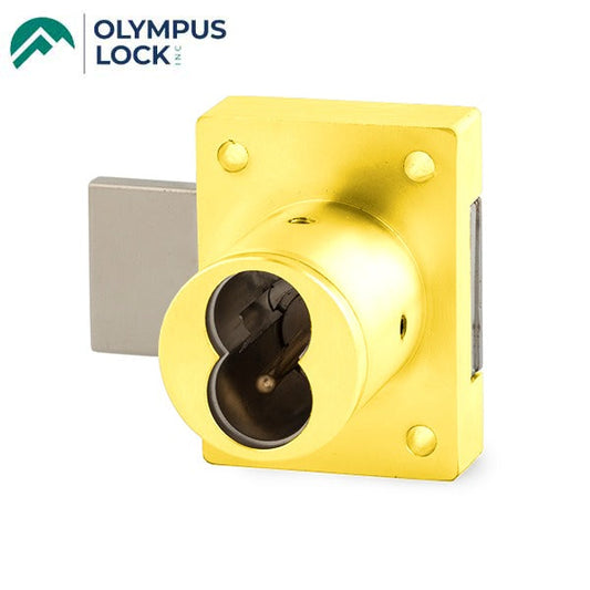 Olympus - 721DR - IC Core Deadbolt Cabinet Door Lock - BEST SFIC - 1-1/4" Cylinder Length - Polished Brass - Optional Key Retaining - Optional High Security - Grade 1