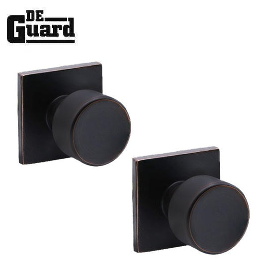 Contemporary Flat Ball Door Knob Set - Passage - Square Rose - Aged Bronze - Grade 3
