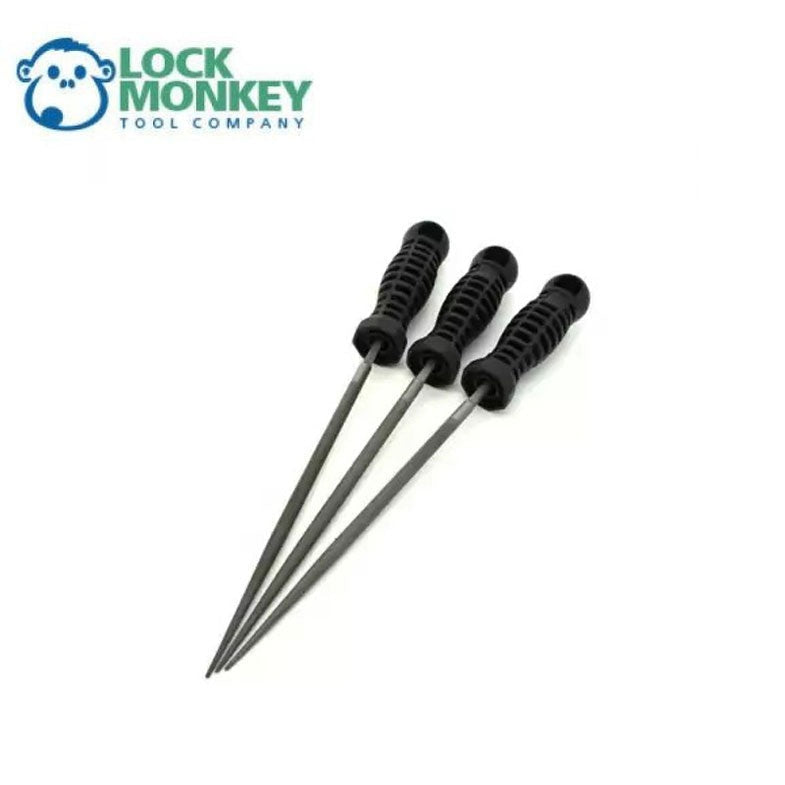 6" Round Impressioning File Set Handles - Set of 3 - #0, #2, and #4 Cut (MK710) (LOCK MONKEY)