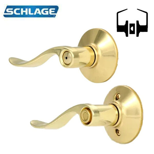 Schlage - 16210 - Accent Lever Set - Privacy - Round Rose - Bright Brass - Field Reversible Handing - Grade 2