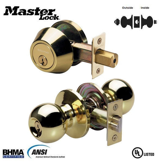 Master Lock - BACCON0603 - Combo Lockset - Ball Style Knob - Single Cylinder Deadbolt - Polished Brass - Entrance - KW1 - Grade 3