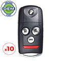 10 x 2009-2014 Acura / 4-Button Flip Key / PN: 35113-TK4-A10 / MLBHLIK-1T (OEM Recase)