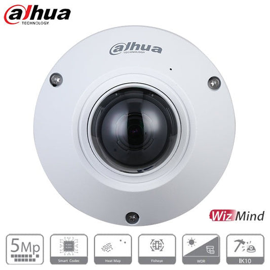 Dahua / IP / 5MP / Fisheye Camera / Fixed / 1.4mm Lens / Outdoor / IP67 / IK10 / WDR / 360° Panoramic / Built-in Microphone / 5 Year Warranty / N55CS5