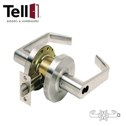 TELL - CL102262 - Standard Duty Cylindrical Leverset - Cortland - Classroom - IC Core - 2 3/4" Backset - Satin Chrome - Grade 2