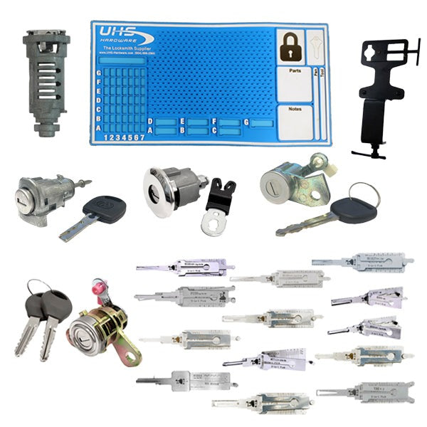 Automotive Lishi - Training Starter Pack - FREE Pinning Mat & Training Vice Grip (BUNDLE of 13 Lishis & 5 Cylinders)