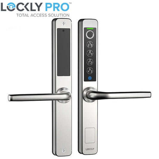 Lockly Guard - ATHENA 228SL - Narrow Stile Double Hook Mortise Lever Set- Slide Edition - Biometric Fingerprint - RFID- Keypad - Wi-Fi-Bluetooth App Controlled - Backset 1-1/8" - Stainless Steel
