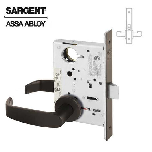 Sargent - 8215 - Mechanical Mortise Lock - LN Rose / L Lever - Passage - 10BE- Dark Oxidized Satin Bronze - Grade 1