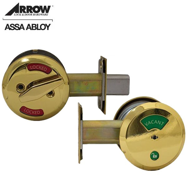 Arrow - E50 - Indicator Deadbolt - Inside Thumb Turn - Non-Keyed - Non-Handed - Grade 2 - Bright Brass